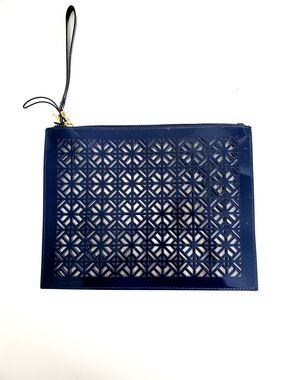 Tory Burch Navy Laser-Cut Wristlet